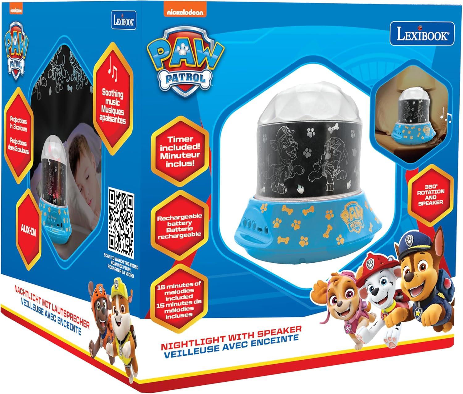 imageLEXiBOOK  Paw Patrol Nightlight Projector with Speaker Luminous projections on The Ceiling Paw Patrol Icons Kids Bedroom lamp Color Decorative Light  NLJ035PA