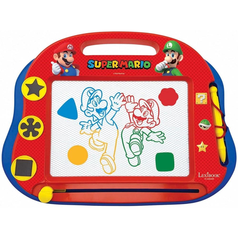 imageLEXIBOOK CRNI550 Super Mario Brothers Multicolor Magic Magnetic Nintendo Drawing Board Artistic Creative Toy for Girls and Boys Stylus Pen and Stamps RedBlueSuper Mario