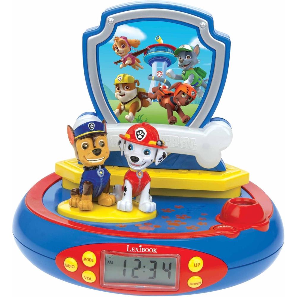 imageLEXIBOOK Super Mario Projector Alarm Clock for Kids Nightlight and time Projection to The Ceiling Sound Effects BatteryPowered Bluered RP500NIPaw Patrol
