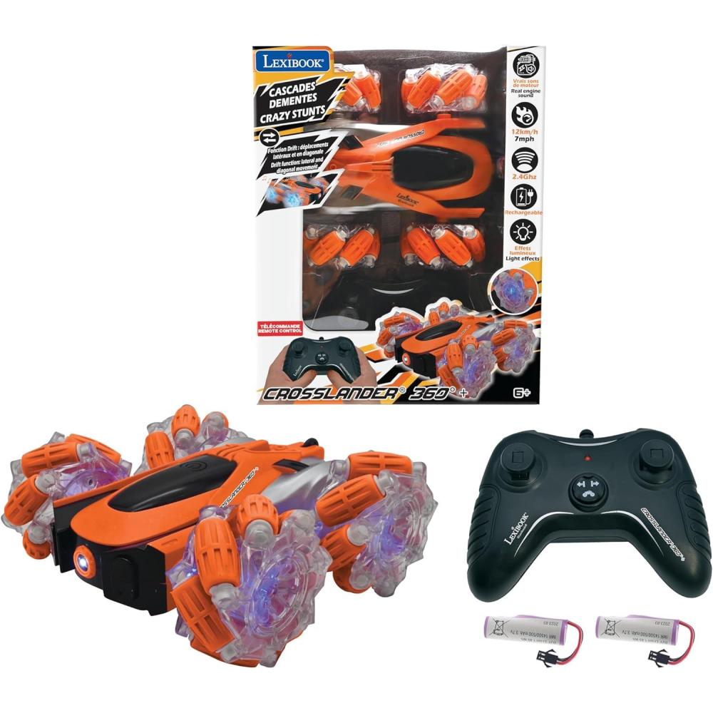imageLEXiBOOK  Crosslander GlowinTheDark Radio Control car Remote Control Rechargeable Electronic Action Game OrangeBlack RC21