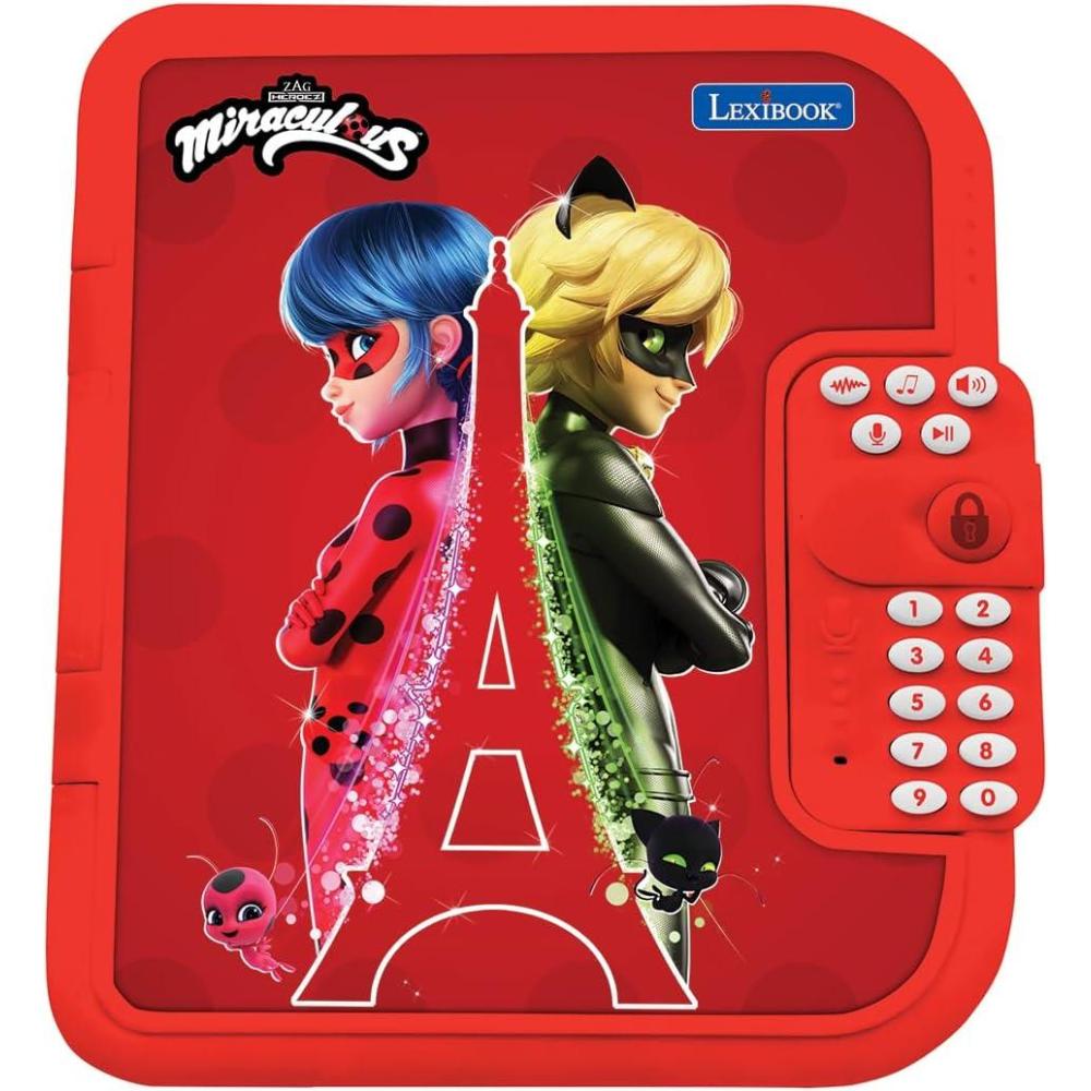 imageLEXiBOOK  Miraculous Electronic Secret Diary with Pen and Notebook Included Interactive Password Fun Features Sounds Effects Red SD50MI