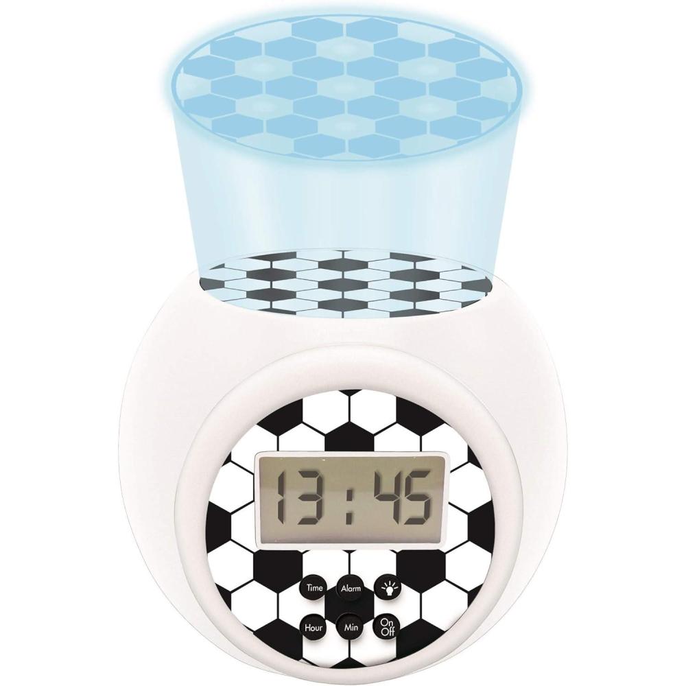 imageLEXiBOOK  Miraculous Projector Alarm Clock with Snooze Function and Alarm Function Night Light with Timer LCD Screen Battery Operated RedBlack RL977MIFootball