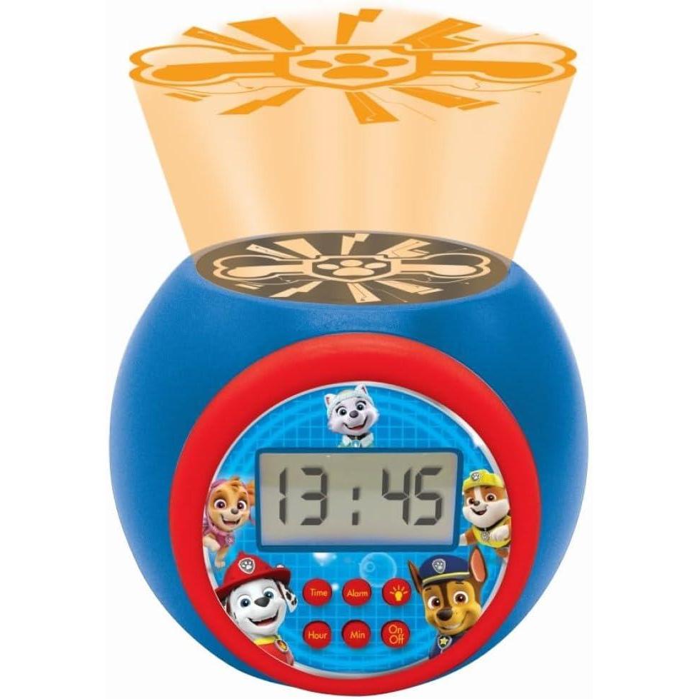 imageLEXiBOOK  Miraculous Projector Alarm Clock with Snooze Function and Alarm Function Night Light with Timer LCD Screen Battery Operated RedBlack RL977MIPaw Patrol