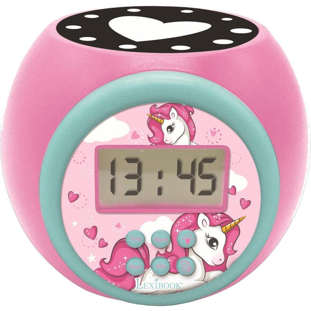 imageLEXiBOOK  Miraculous Projector Alarm Clock with Snooze Function and Alarm Function Night Light with Timer LCD Screen Battery Operated RedBlack RL977MIUnicorn
