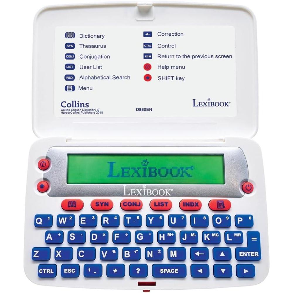 imageLEXiBOOK  The Collins English Dictionary 13th Edition  Electronic Dictionary Definitions Thesaurus Conjugation Phonetic Spellchecker Crossword Solver with Battery BlueWhite D850EN