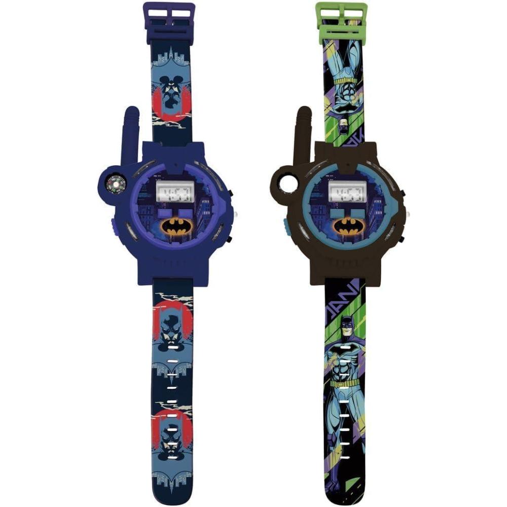 imageLEXiBOOK Batman WalkieTalkie Watches 2 Pieces Range up to 200m Flashlight Compass Rechargeable BlackGreen and BlueRed DMWTW1BAT