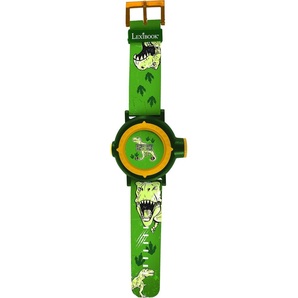 imageLEXiBOOK Dinosaur  Adjustable Projection Watch Digital Screen  20 Images of Dinosaur  for Children  Green and Yellow  DMW050DINO