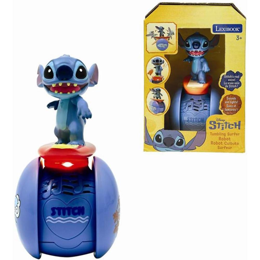 imageLEXiBOOK Disney Stitch The Interactive Surfer Stitch Robot  SelfBalancing Light and Sound Effects Portable Toy with Reactive Sensors Blue ROB01D