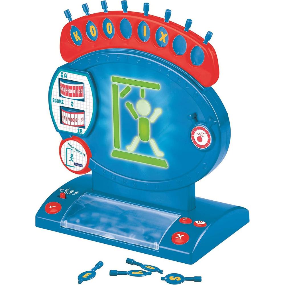 imageLEXiBOOK Electronic Hangman Game Child and Family Board Game Spelling and Vocabulary Light and Sound Effects 2 Players Bluered JG800JG800US