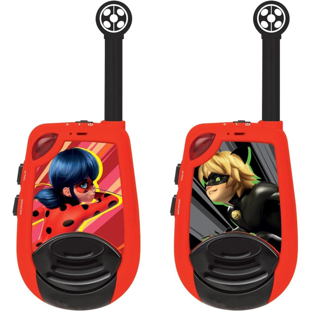 imageLEXiBOOK Miraculous  Digital WalkieTalkies for Children  2 km Transmission Range Morse Light Function Belt Clip for Transport 2 Channels Battery Red TW25MIMiraculous