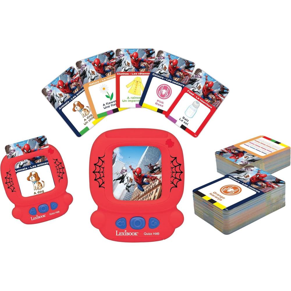 imageLEXiBOOK Paw Patrol Bilingual Interactive Card Reader Audio Toy to Learn English and Spanish 150 DoubleSided Educational Cards Educational Quiz ampamp flashcard Machine Bluered JCR10PAi2SpiderMan