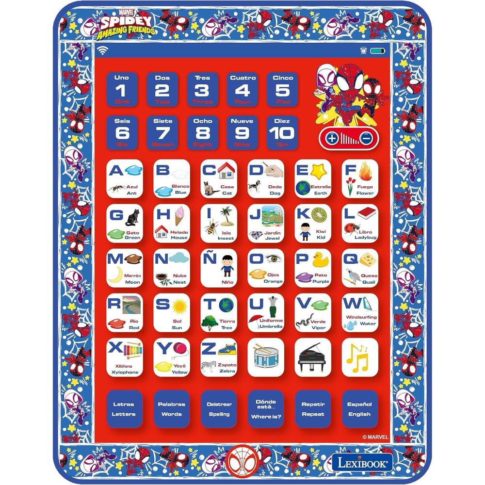 imageLEXiBOOK Paw Patrol Educational Bilingual EnglishSpanish Interactive Learning Tablet Toy to Learn Alphabet Letters Numbers Words Spelling and Music Blue JCPAD002PAi2Spidey  His Amazing Friends