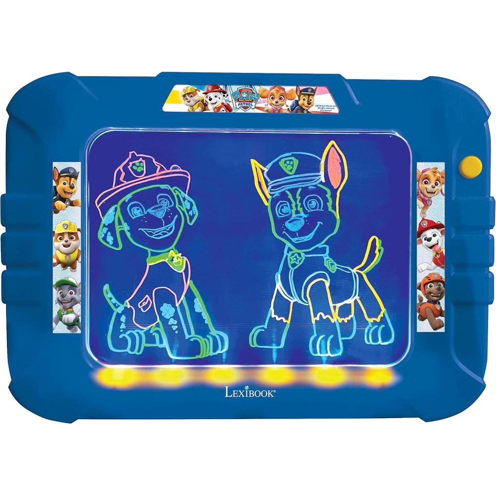 imageLEXiBOOK Paw Patrol Neon Electronic Drawing Board Artistic Creative Toy for Girls and Boys Cleaning Cloth and Markers Included RedBlue CRNEOPA