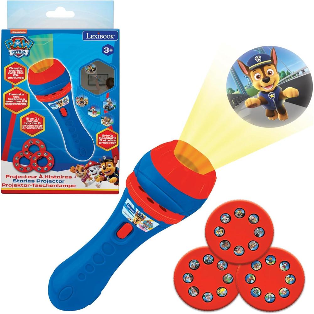 imageLEXiBOOK Paw Patrol Stories Projector Torch Light and Projector with 3 Discs 24 Images Create Your own Stories LTC050PA