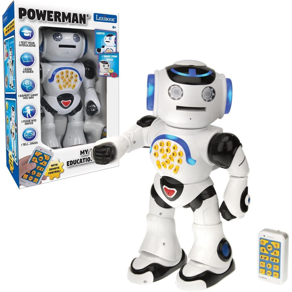 imageLEXiBOOK Powerman Neo My Robot Full of Technology Remote Control and Gesture Control Educational Activities in English Programmable Music and Dance Sound and Light Effects BlueWhite ROB18ENROB50EN