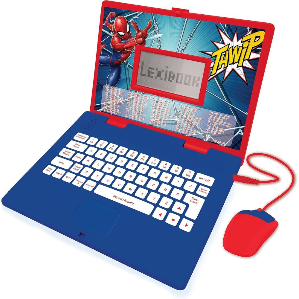 imageLEXiBOOK SpiderMan  Educational and Bilingual Laptop SpanishEnglish  Toy for Child Kid Boys ampamp Girls 124 Activities Learn Play Games and Music with Spiderman  RedBlue JC598SPi2SpiderMan