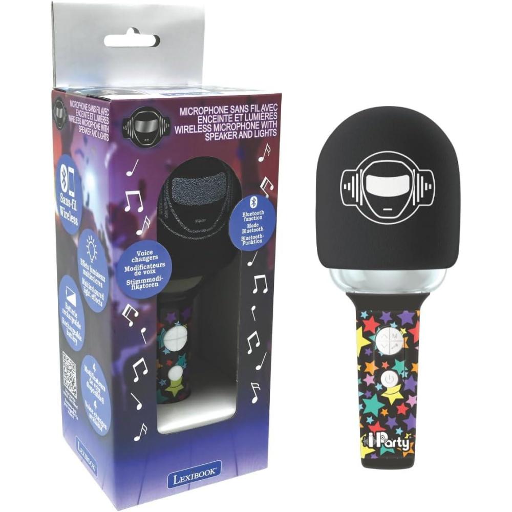 imageLEXiBOOK iParty Wireless Microphone with Speaker and Lights 4 Voice modifiers Multicoloured Light Effects Rechargeable Battery MIC280