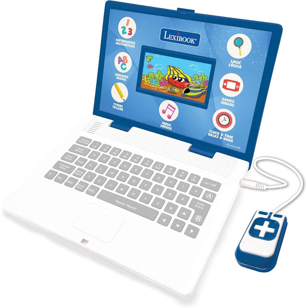 imageLexibook  Educational and Bilingual Laptop SpanishEnglish  Toy for Child Kid Boys ampamp Girls 130 Activities Learn Play Games and Music  Blue  JC798i2