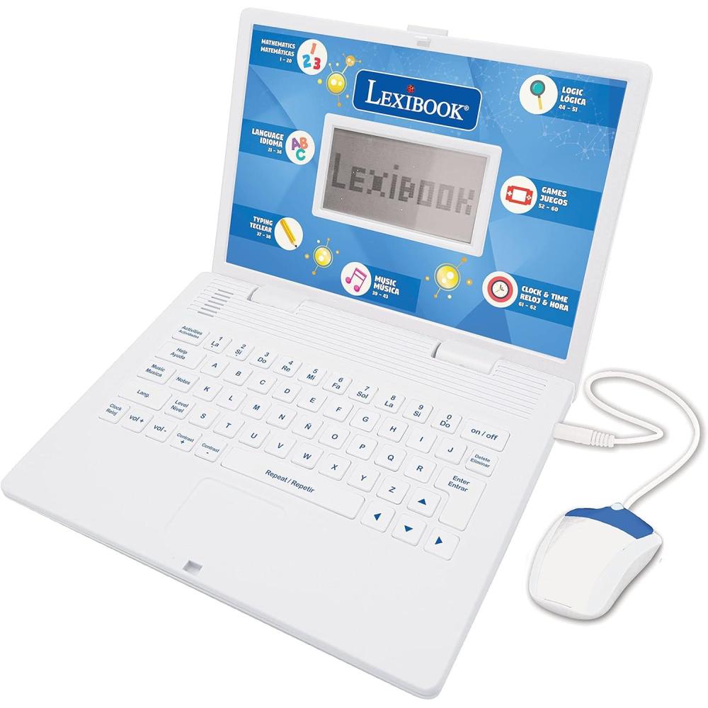 imageLexibook  Educational and Bilingual Laptop SpanishEnglish  Toy for Children with 124 Activities to Learn Mathematics Dactylography Logic Clock Reading Play Games and Music  JC598i2