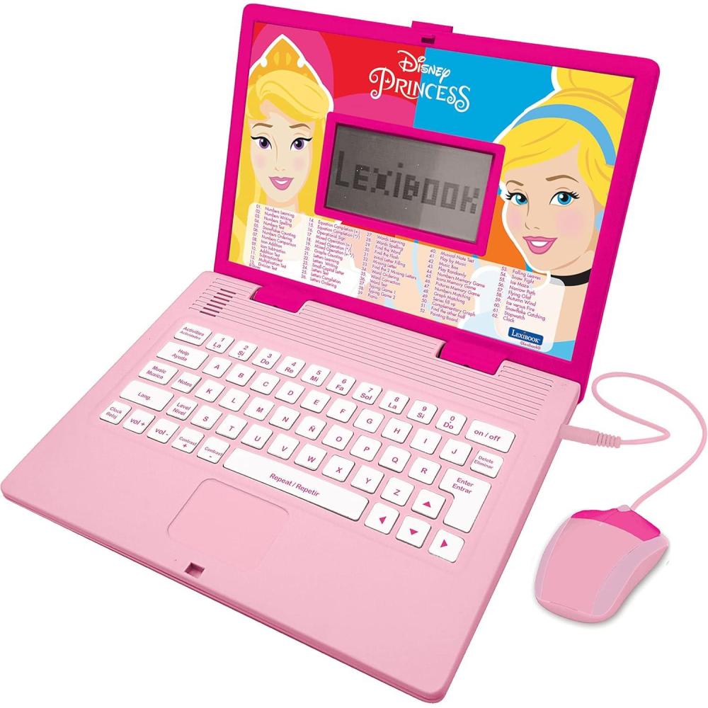 imageLexibook Disney Princess  Educational and Bilingual Laptop SpanishEnglish  Girls Toy with 124 Activities to Learn Play Games and Music  Pink JC598DPi2
