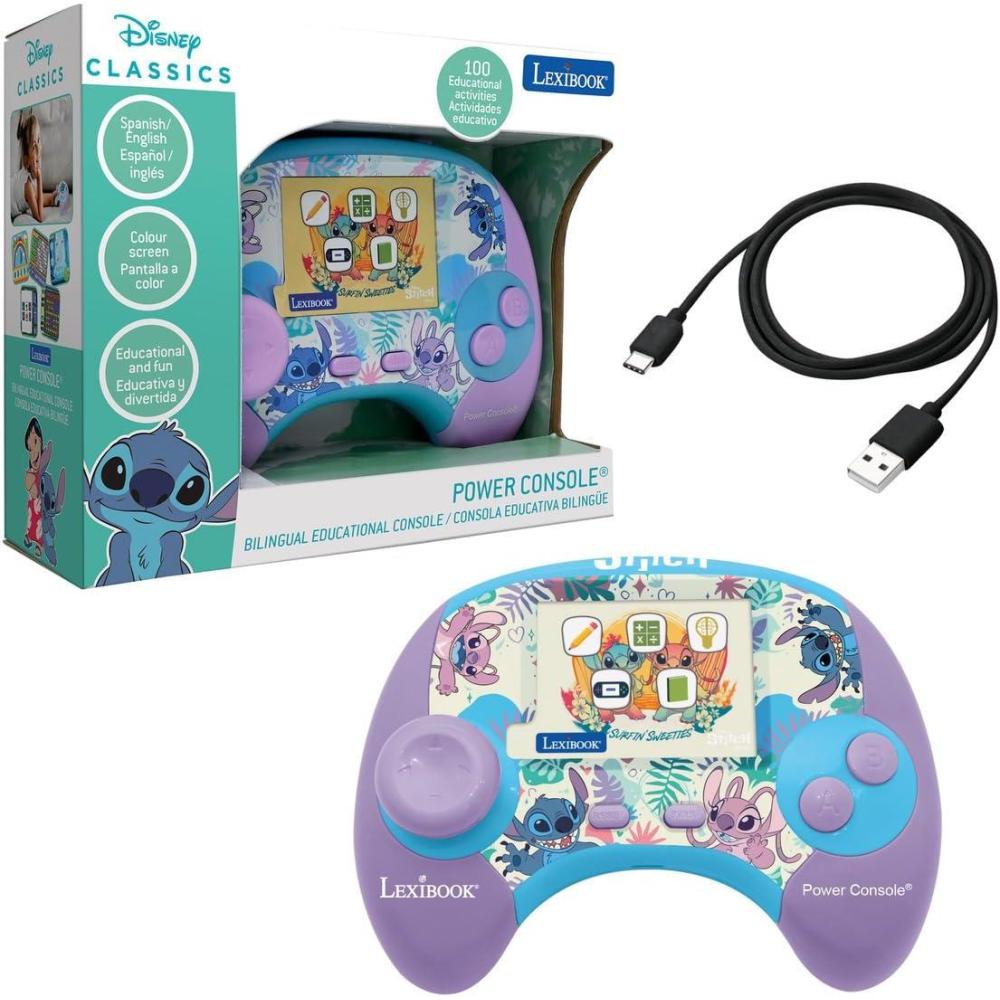 imageLexibook Disney Stitch Power Console Educational Bilingual Game Console with 100 Activities EnglishSpanish JCG100Di2