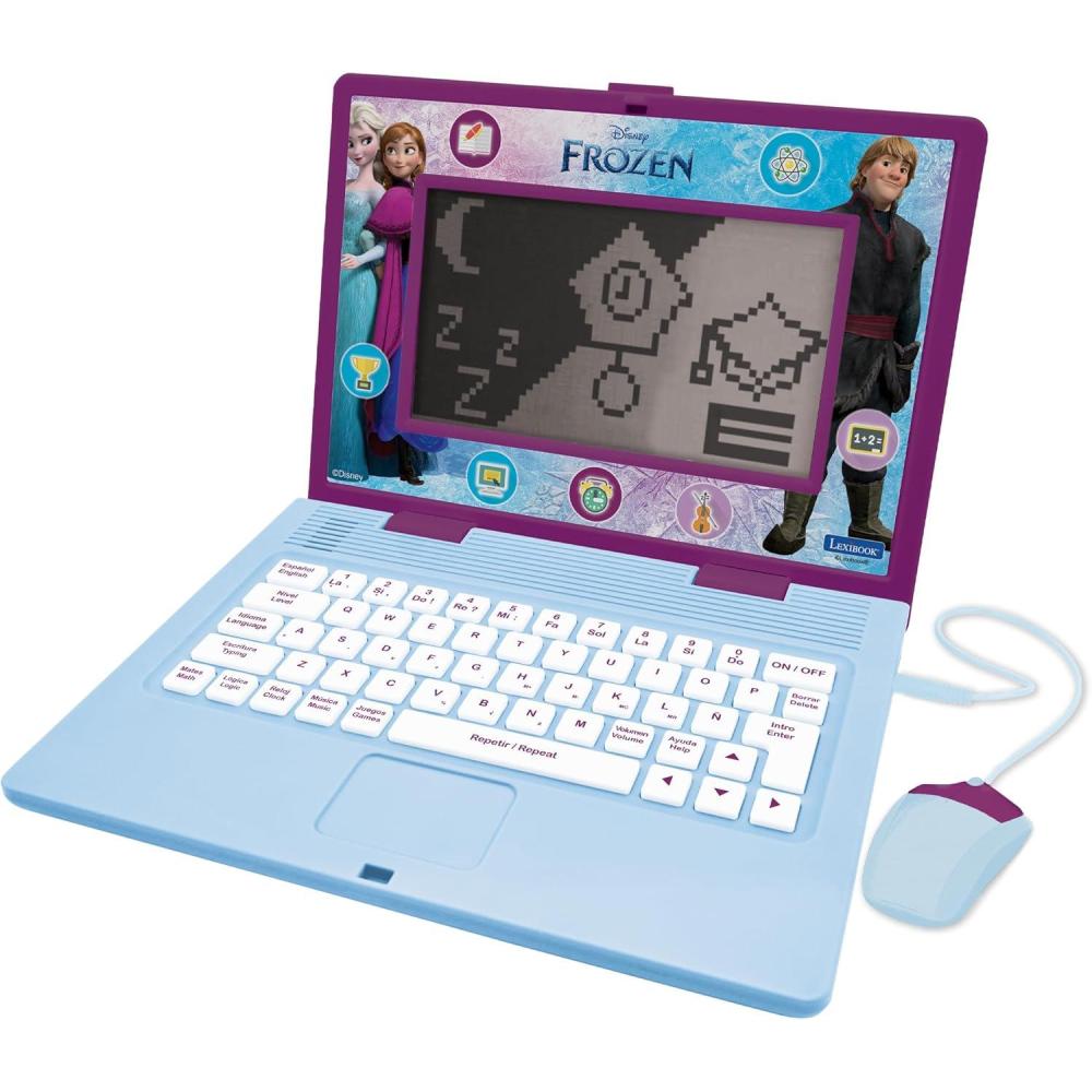 imageLexibook Frozen Bilingual and Educational Laptop SpanishEnglish Toy for Children 170 Activities to Learn Play Games and Music Large Screen PurpleBlue JC599FZi2