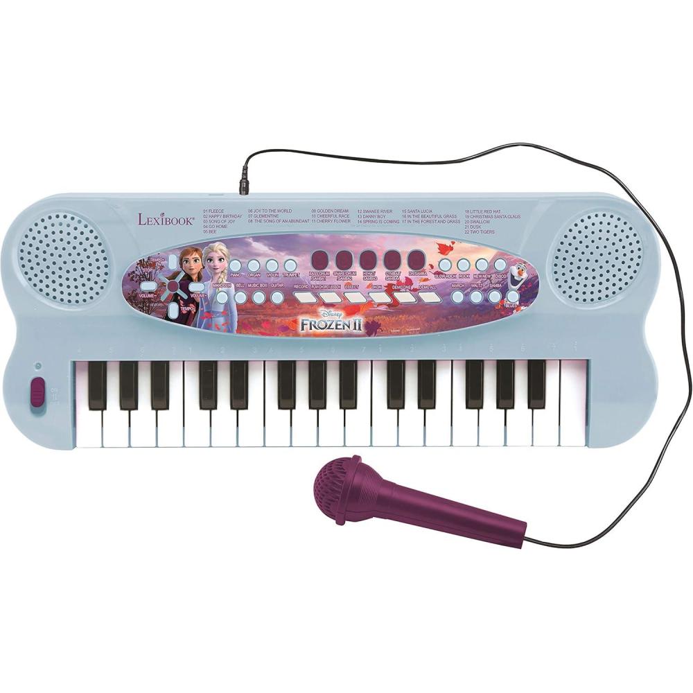 imageLexibook Frozen Electronic Keyboard 32Keys Piano Microphone for Singing 22 Demo Songs Battery Operated BluePurple K703FZ