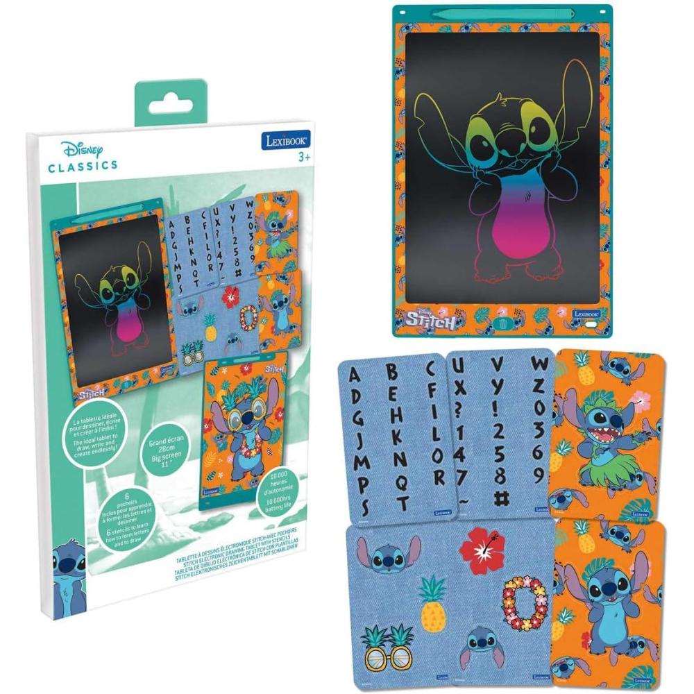 imageLexibook Gabbys Dollhouse Magic Slate Art and Craft Toy for Girls and Boys Multicoloured Drawings 28 cm Screen Includes 1 Stylus and 6 Stencils Pink CRT10GDHDisney Stitch