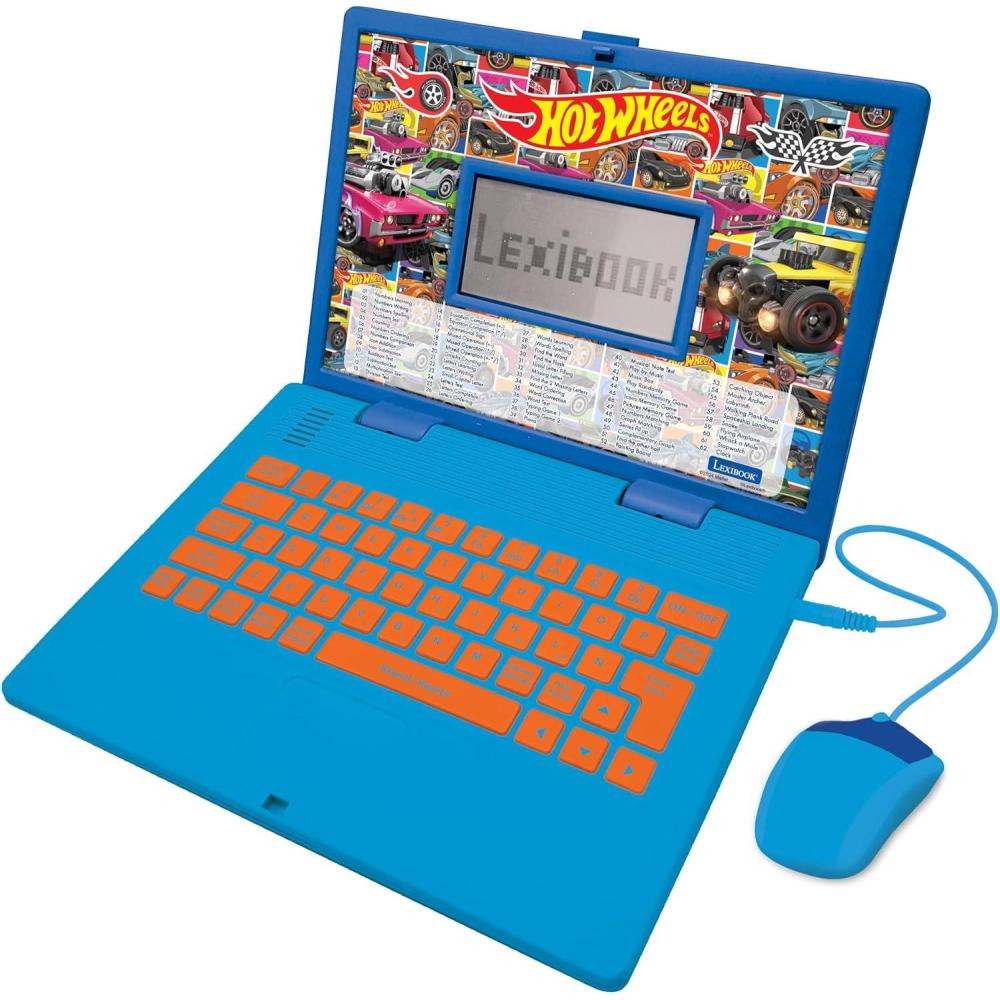 imageLexibook Hot Wheels Educational and Bilingual Laptop in EnglishSpanish Toy for Children with 124 Activities to Learn Play Games and Music Blue JC598HWi2