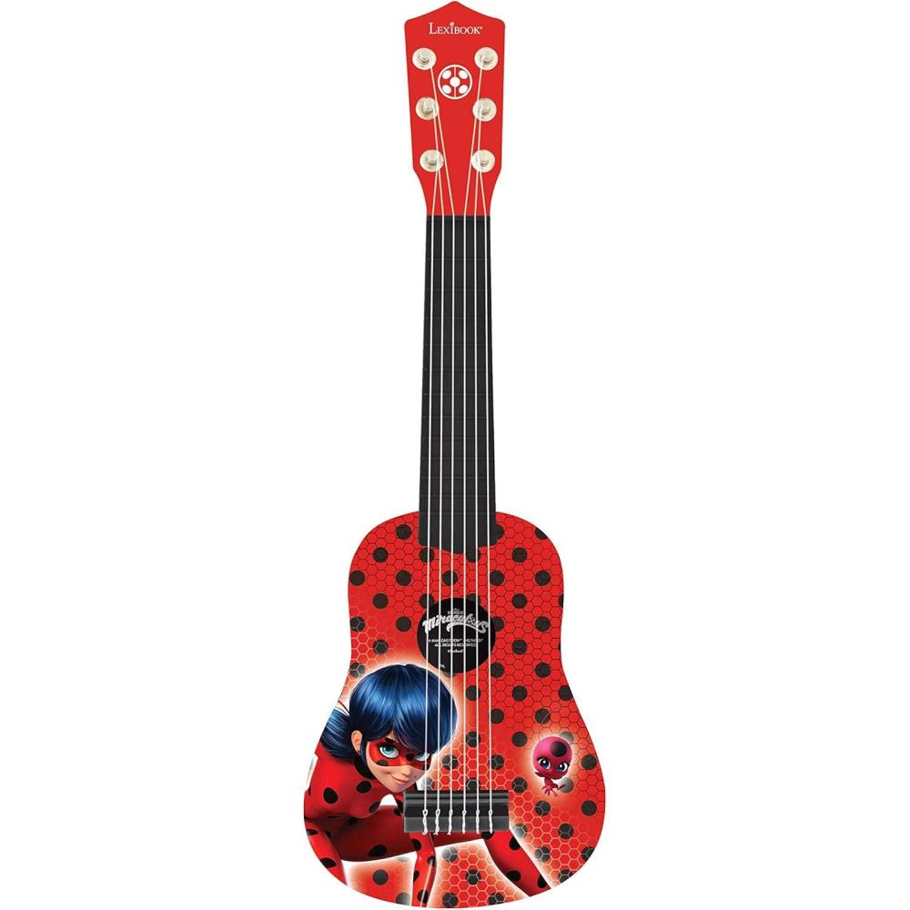 imageLexibook Miraculous Ladybug My First Guitar for Children 6 Nylon Strings 21 Long Guide Included RedBlack K200MI
