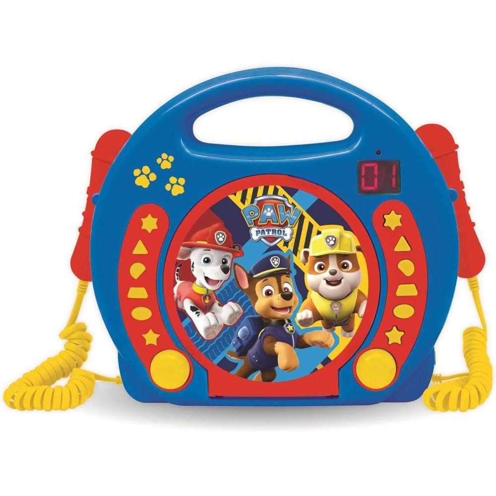 imageLexibook Paw Patrol Chase Marshall Karaoke CD Player with 2 Microphones Programming Function Headphones Jack for Kids with Power Supply or Batteries BlueRed RCDK100PAPaw Patrol