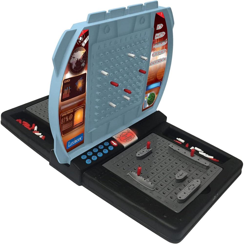 imageLexibook Talking Sea Battle French English Spanish Portuguese Electronic Board Game 1 or 2 Players Interactive Light and Sound Effects Strategy Battery Operated GreyBlack GT2800USGT2800i1