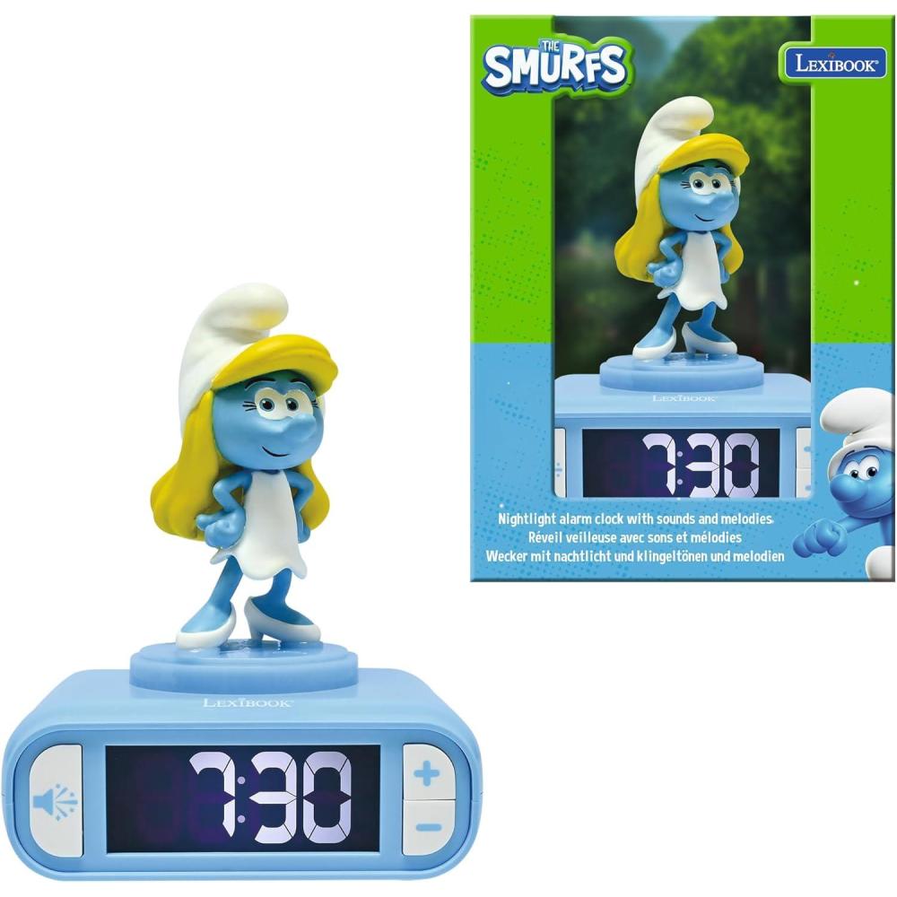 imageLexibook The Smurfs The Smurfs Nightlight Alarm Clock Sounds and Melodies Backlit LCD Screen Luminous Snooze RL800SF