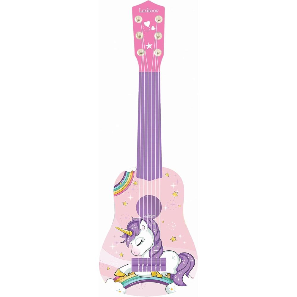 imageLexibook Unicorn My First Guitar Unicorn for Children 6 Nylon Strings 21 Long Guide Included PinkPurple K200UNIUnicorn