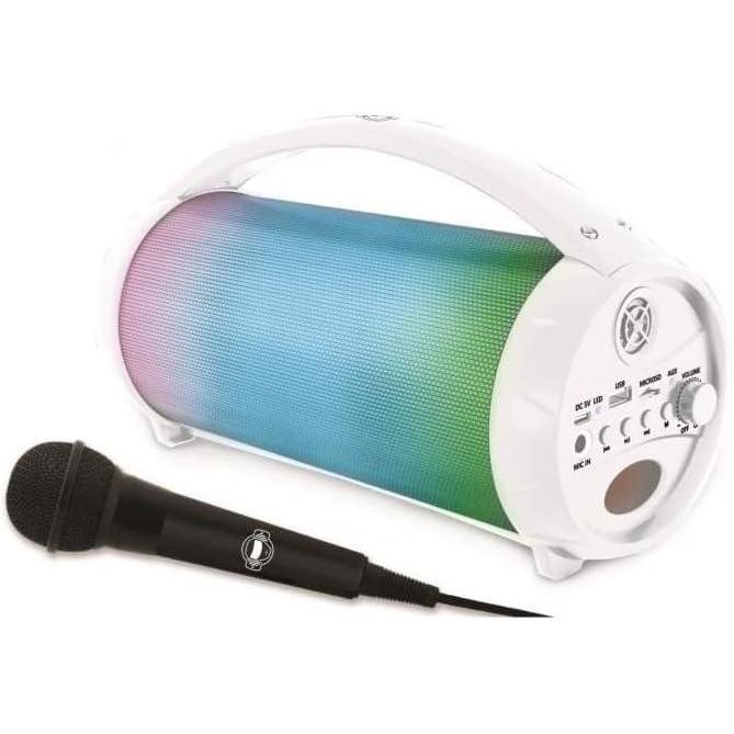 imageLexibook iParty Portable Bluetooth Light Speaker with Microphone Stereo Light Effects Karaoke Wireless USB SD Card Rechargeable Battery White BTP585ZWhite