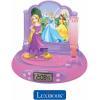 LEXiBOOK Disney Princess Rapunzel Projector Radio Clock, Built-in Night Light, time Projection onto The Ceiling, Sound Effects, Battery-Powered, Pink/Purple, RP515DP