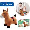 LEXiBOOK Inflatable Jumping Unicorn, for Indoor and Outdoor use, Balance and Motor Skills Development, Hand Pump Included, Safe and Resistant Plastic, Pink, BG050UNI(Horse – Brown with cover)