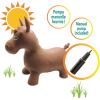 LEXiBOOK Inflatable Jumping Unicorn, for Indoor and Outdoor use, Balance and Motor Skills Development, Hand Pump Included, Safe and Resistant Plastic, Pink, BG050UNI(Horse – Brown with cover)
