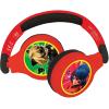 LEXiBOOK, Miraculous Ladybug Cat Noir, 2-in-1 Bluetooth Headphones for Kids – Stereo Wireless Wired, Kids Safe, Foldable, Adjustable, HPBT010MI(Miraculous)