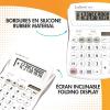 Lexibook – 10 Digit Desktop Calculator with Folding Display – Basic and Memory Function – Large Keys and Screen for Office, School, Home – Solar & Batteries – White/Gray – C210(C210)