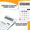 Lexibook – 10 Digit Desktop Calculator with Folding Display – Basic and Memory Function – Large Keys and Screen for Office, School, Home – Solar & Batteries – White/Gray – C210(C212)
