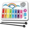 Lexibook Xylofun Electronic and Educational Xylophone for Children, Musical Toy Game, 8 Keys, Light Guiding, 2 mallets Included, White/Blue, K340(Lexibook)