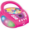 LEXiBOOK – Disney Princess – Bluetooth CD Player for Kids – Portable, Multicoloured Light Effects, Microphone Jack, Aux-in Jack, AC or Battery-Operated, RCD109DP