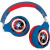 LEXiBOOK Avengers Marvel 2-in-1 Bluetooth Headphones for Kids – Stereo Wireless Wired, Kids Safe, Foldable, Adjustable, red/Blue, HPBT010AV