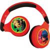 LEXiBOOK, Miraculous Ladybug Cat Noir, 2-in-1 Bluetooth Headphones for Kids – Stereo Wireless Wired, Kids Safe, Foldable, Adjustable, HPBT010MI(Miraculous)