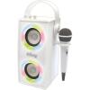 Lexibook, iParty, Portable Bluetooth Light Speaker with Microphone, Stereo, Light Effects, Karaoke, Wireless, USB, SD Card, Rechargeable Battery, White, BTP585Z(iParty – White)