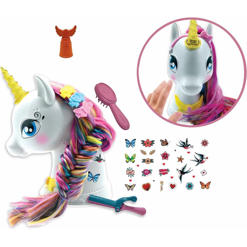 imageLEXiBOOK Interactive Style Head Unicorn to Sublimate Long and Silky Hair Interactive Magic musics with Set of Accessories for Kids 3 SHUNI