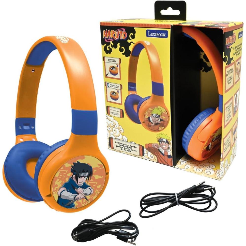 imageLEXiBOOK Naruto 2in1 Bluetooth ampamp Wired Headphones with Microphone and Control Buttons Foldable and Adjustable LongLasting Rechargeable Battery OrangeBlue HPBT010NANaruto