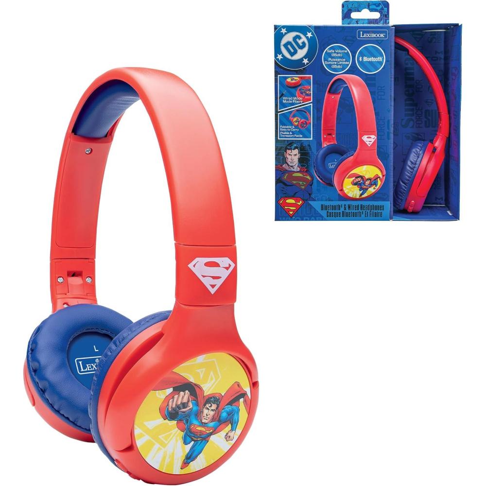 imageLEXiBOOK Naruto 2in1 Bluetooth ampamp Wired Headphones with Microphone and Control Buttons Foldable and Adjustable LongLasting Rechargeable Battery OrangeBlue HPBT010NASuperman