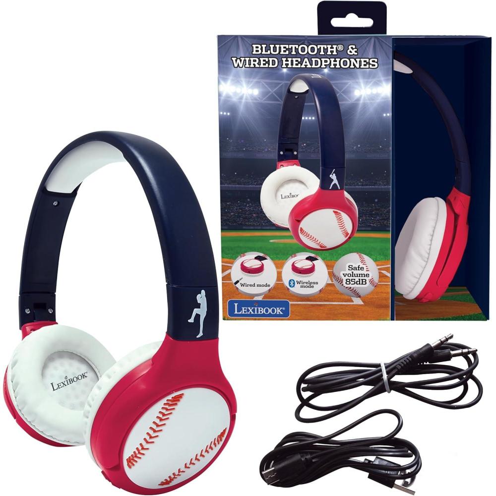 imageLEXiBOOK Naruto 2in1 Bluetooth ampamp Wired Headphones with Microphone and Control Buttons Foldable and Adjustable LongLasting Rechargeable Battery OrangeBlue HPBT010NAFootball